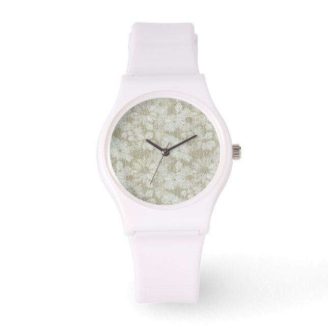 Geschirmte Daisy Textured Muster in Coffee Cream Armbanduhr (Vorderseite)