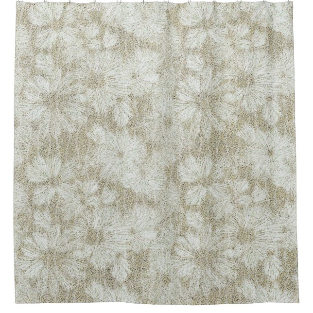 Geschirmte Daisy Textured Muster in Coffee Cream Duschvorhang (Vorderseite)