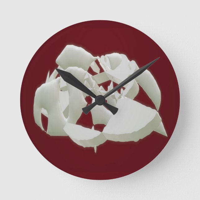 Geschirmter Marmor abstrakte moderne Kunstpflaume Runde Wanduhr (Vorderseite)