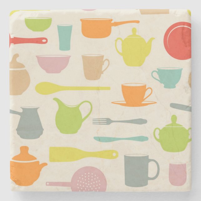 Geschirr-Muster Steinuntersetzer (Vorderseite)