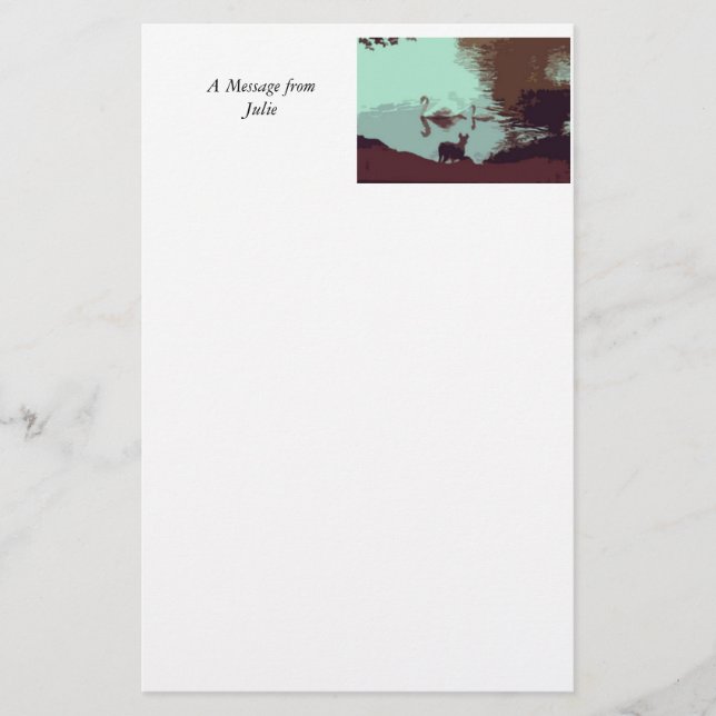 Geschirr - Schwäne und Hunde Briefpapier (Vorderseite)