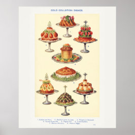 Geschirr von Cold Collation von Mrs. Beeton Poster