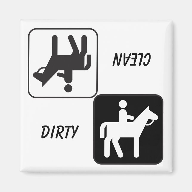 Geschirrspüler "DIRTY / CLEAN" Magnet für Pferde u (Vorne)