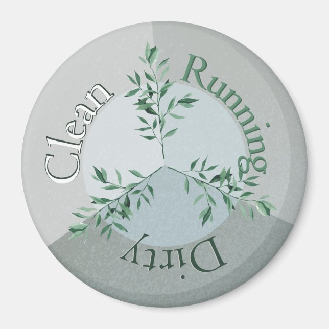 Geschirrspüler Magnet Grüne Ruscus Leaf Saubere Sc (Vorne)