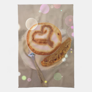 Geschirrtuch mit Kaffeetasse- und biscottibild