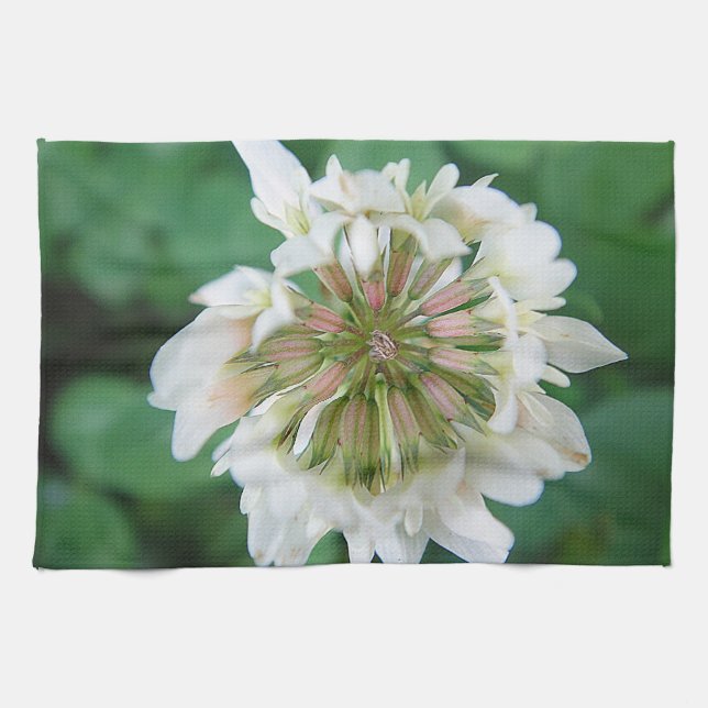 Geschirrtuch rosa-weiß Kleeblüte (Horizontal)