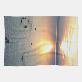 Geschirrtuch Sonnenuntergeng am See mit Enten