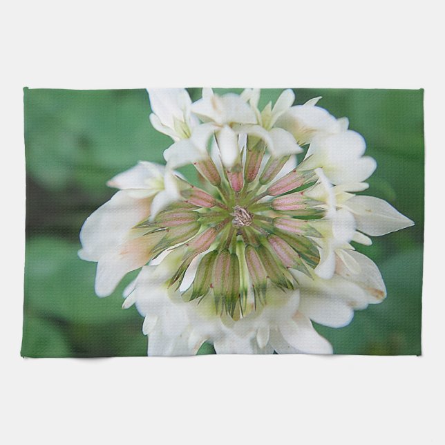 Geschirrtuch weiß s rosa Kleeblume (Horizontal)