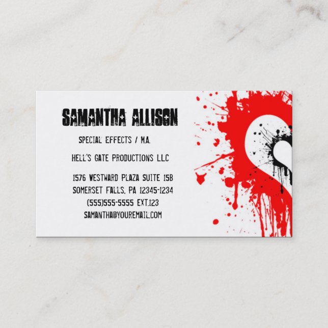 Geschlagene Herzen Moderne Goth Business Card Visitenkarte (Vorderseite)