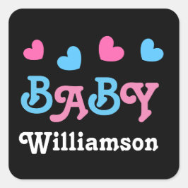 Geschlecht: Baby Shower Hearts Collection A05a Quadratischer Aufkleber