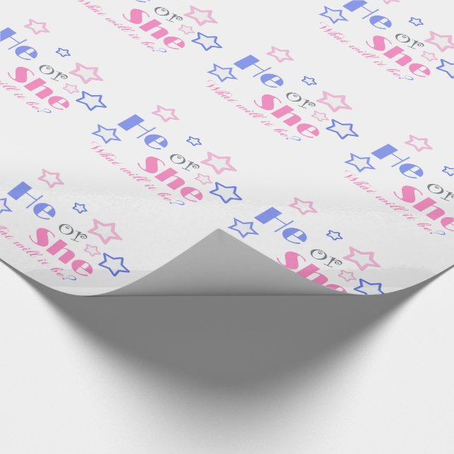 Geschlecht decken Babyparty er oder sie Babyparty Geschenkpapier (Ecke)