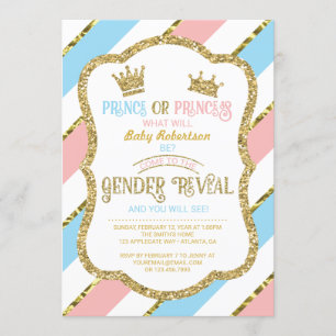 Geschlecht decken einladen, Prinz, Prinzessin, Einladung