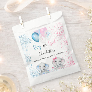 Geschlecht enthüllt Baby Dusche blauen rosa Elefan Geschenktütchen