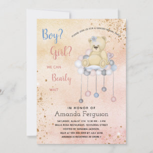 Geschlecht enthüllt Baby Dusche Teddy Bärenjunge M Einladung