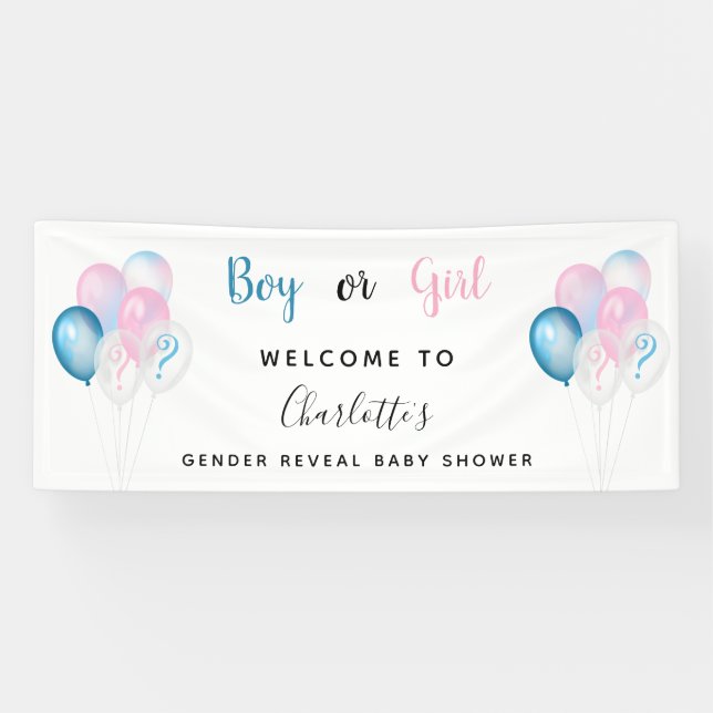 Geschlecht enthüllt Baby-Duschjunge Mädchen blau r Banner (Horizontal)