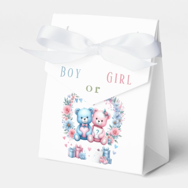 Geschlecht enthüllt Babydusche Teddy Bear Blue Pin Geschenkschachtel (Vorderseite)