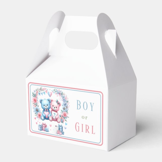 Geschlecht enthüllt Babydusche Teddy Bear Blue Pin Geschenkschachtel (Vorderseite)