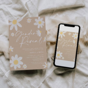 Geschlecht enthüllt Daisy Beige Einladung