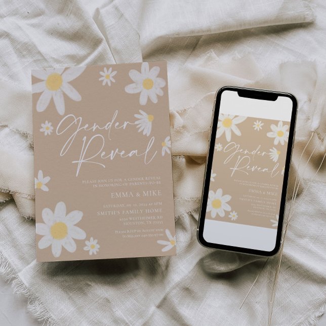 Geschlecht enthüllt Daisy Beige Einladung (Von Creator hochgeladen)