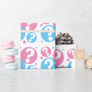 Geschlecht enthüllt Fragezeichen für Mädchen mi Geschenkpapier