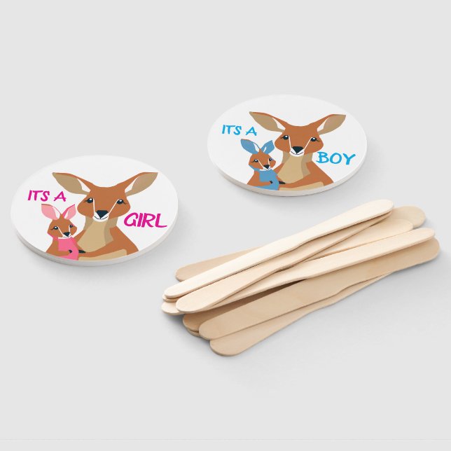Geschlecht enthüllt Handfan mit einer Känguru-Mutt Fächer (Non-assembled)
