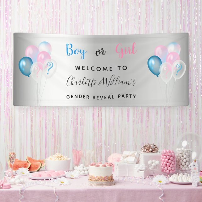 Geschlecht enthüllt Party Junge Mädchen blau pink  Banner (Party)