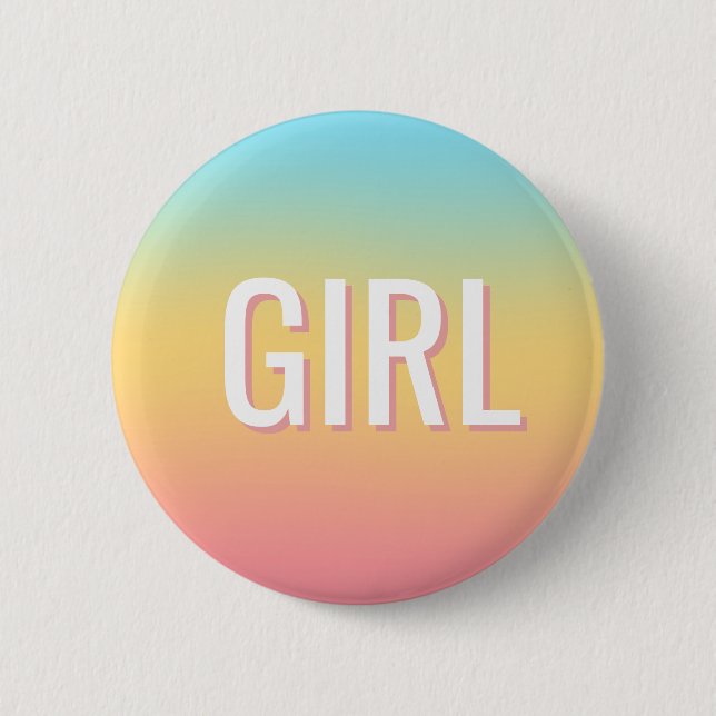 Geschlecht Enthüllung Ombre Mädchen  Button (Vorderseite)