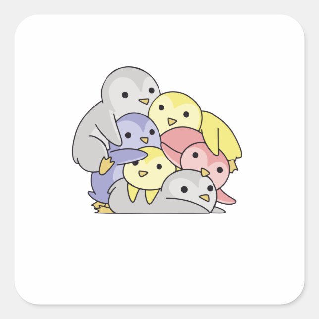Geschlecht Flag Priq Niedlich Pinguin Quadratischer Aufkleber (Vorderseite)