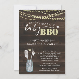 Geschlecht offen Baby GRILLEN Einladung Baby Q Bar