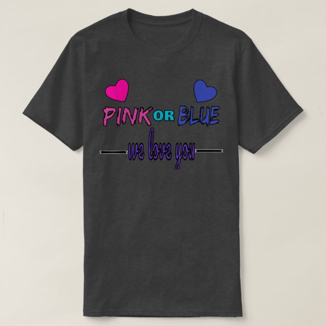 Geschlecht offen Rosa oder Blau, Junge oder Mädche T-Shirt (Design vorne)
