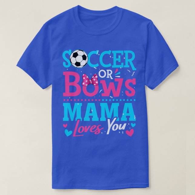Geschlecht offenbaren Fußball oder Bows Mama-Liebe T-Shirt (Design vorne)