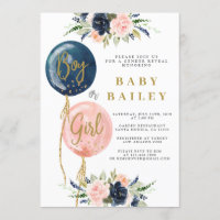 Geschlecht offenbart Baby Dusche Einladung, Ballon