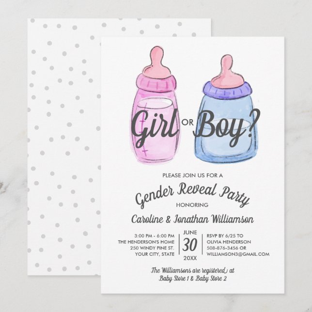 Geschlecht offenbart Baby Party Einladung Girl or  (Vorne/Hinten)