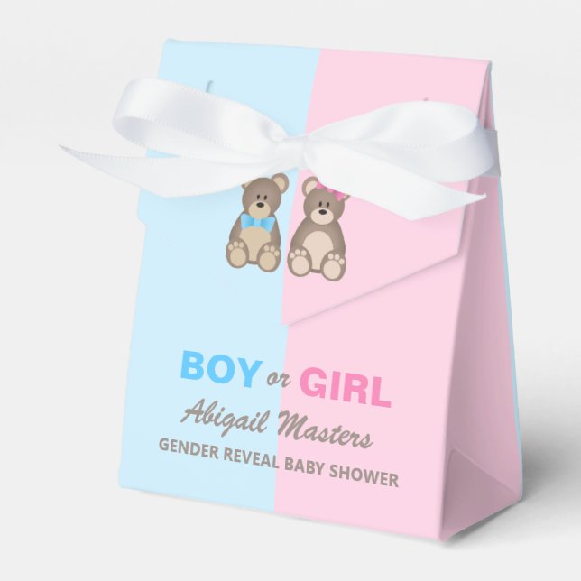 Geschlecht offenbart Baby Shower Teddy Bears Geschenkschachtel (Vorderseite)