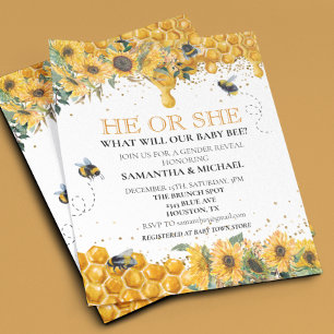 Geschlecht offenbart Bee Honeycomb Watercolor