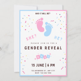 Geschlecht offenbart Einladung Füße, Junge oder Mä