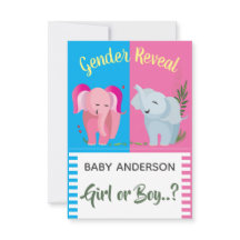 Geschlecht offenbart Elephant Girl Boy Baby Shower