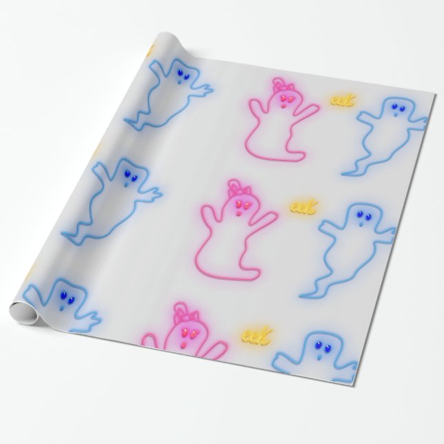 Geschlecht offenbart Junge Girl Pink Blue Gray Nie Geschenkpapier (Ungerollt)