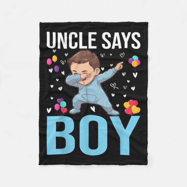 Geschlecht offenbart Onkel sagt Boy Matching Famil Fleecedecke (Vorderseite)