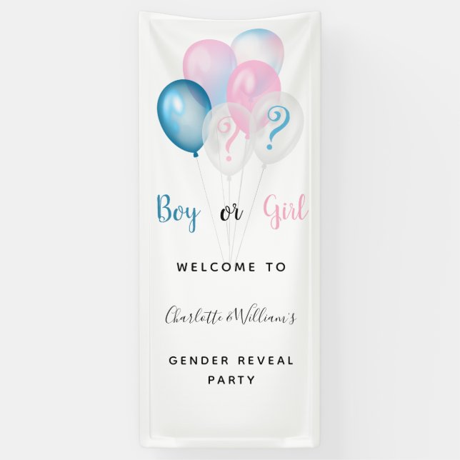 Geschlecht offenbart Party Junge Mädchen blau pink Banner (Vertikal)