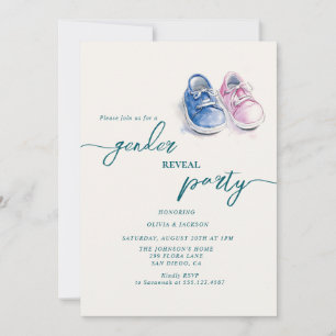 Geschlecht offenbart Party pink und blau Sneakers Einladung