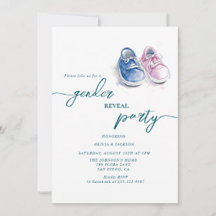 Geschlecht offenbart Party pink und blau Sneakers Einladung