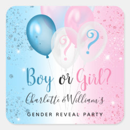Geschlecht offenbart Party Rosa blauen Jungen Mädc Quadratischer Aufkleber