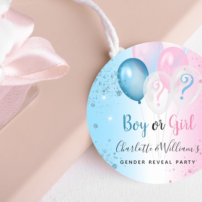 Geschlecht offenbart Party Rosa blauen Jungen Mädc Runder Aufkleber (Von Creator hochgeladen)