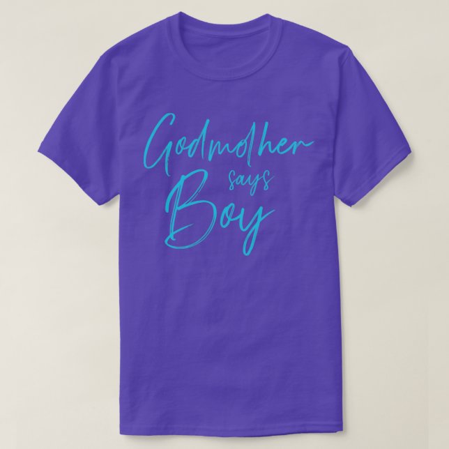 Geschlecht offenbart Patenmutter sagt Junge passen T-Shirt (Design vorne)