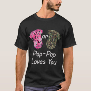 Geschlecht offenbart Pop-Pop Rosa oder grüne Camou T-Shirt