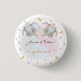 Geschlecht offenbart rosa blaue Flora Elefant Button