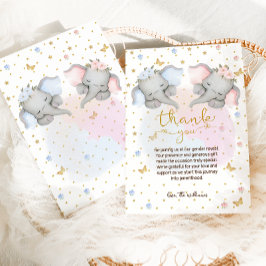 Geschlecht offenbart rosa blaue Flora Elefant Dankeskarte