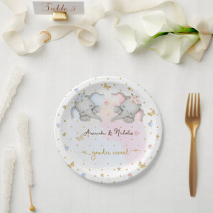 Geschlecht offenbart rosa blaue Flora Elefant Pappteller