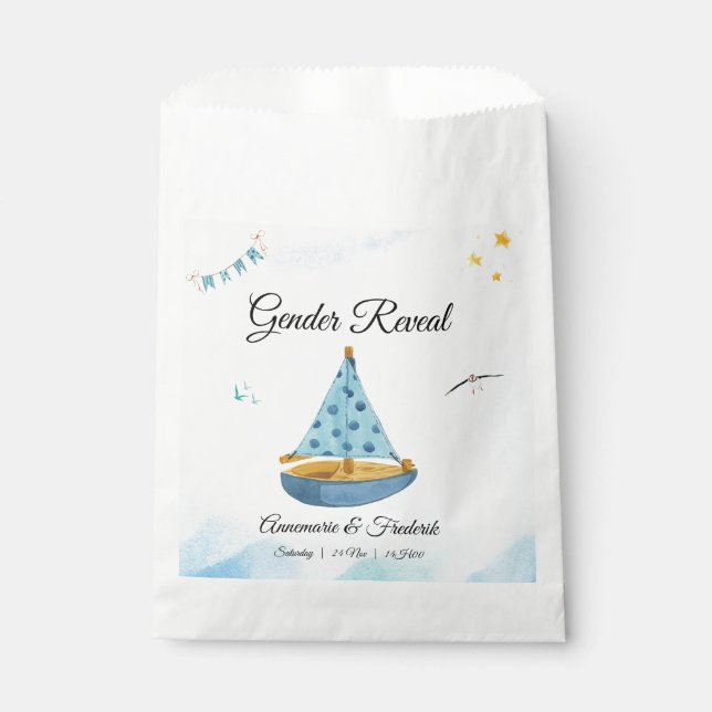 Geschlecht offenbart Sailboat Geschenktütchen (Vorderseite)